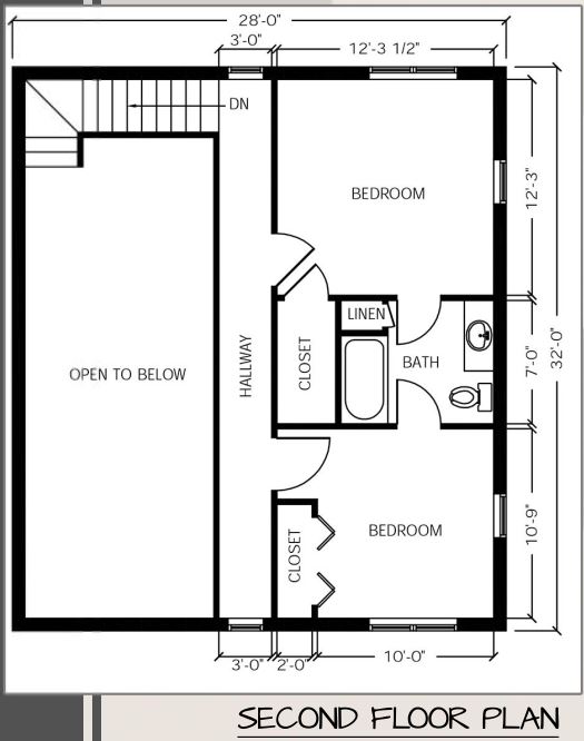 Floor plan of a 1426 Sqft 2 story home with 3 bedrooms and 2 bathrooms