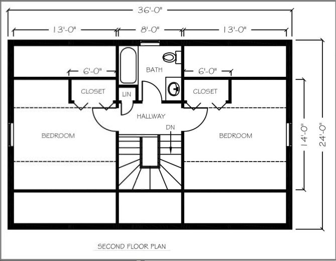 Floor plan of a 1429 Sqft 2 story home with 3 bedrooms and 2 bathrooms