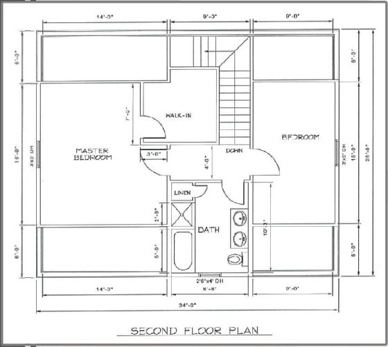 Floor plan of a 1752 Sqft 2 story home with 3 bedrooms and 3 bathrooms