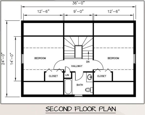 Floor plan of a 1434 Sqft 2 story home with 3 bedrooms and 2 bathrooms
