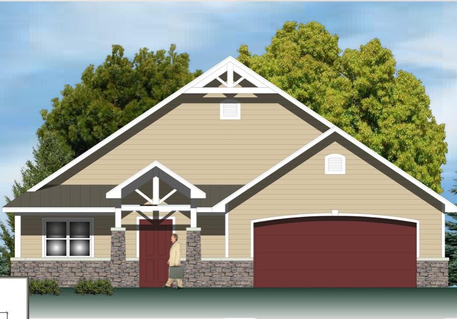 Floor plan of a 1290 Sqft home with 3 bedrooms and 2.5 bathrooms