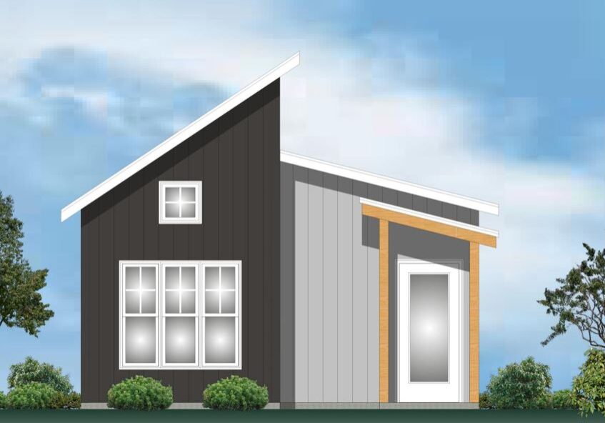 Floor plan of a 900 Sqft ADU/home with 2 bedrooms and 1 bathroom