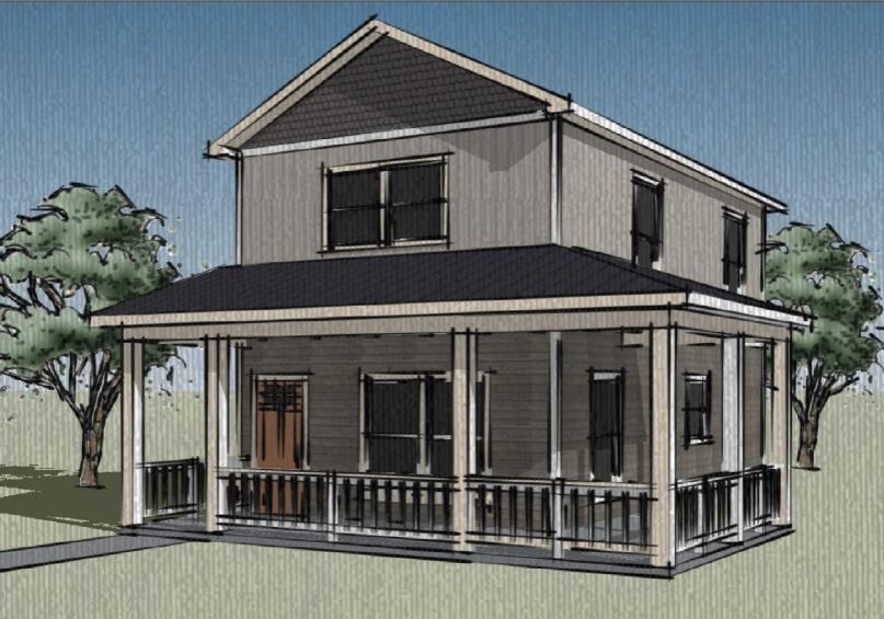 Floor plan of a 1152 Sqft 2 story ADU/home with 2 bedrooms and 1.5 bathrooms