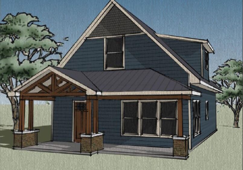 Floor plan of a 1434 Sqft 2 story home with 3 bedrooms and 2 bathrooms