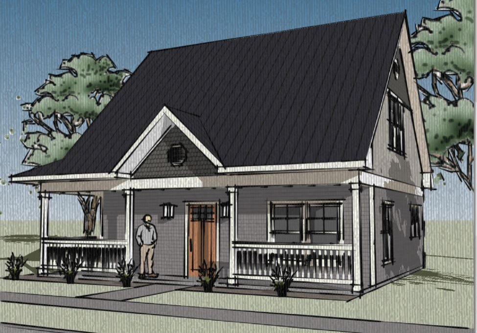 Floor plan of a 1040 Sqft 2 story ADU/Tiny house with 3 bedrooms and 2 bath