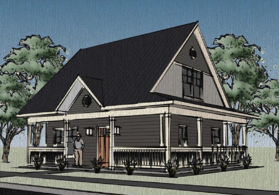 Floor plan of a 1232 Sqft 2 story home with 3 bedrooms and 2 bathrooms